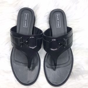Black Rivet Thong Vegan Leather Sandals
